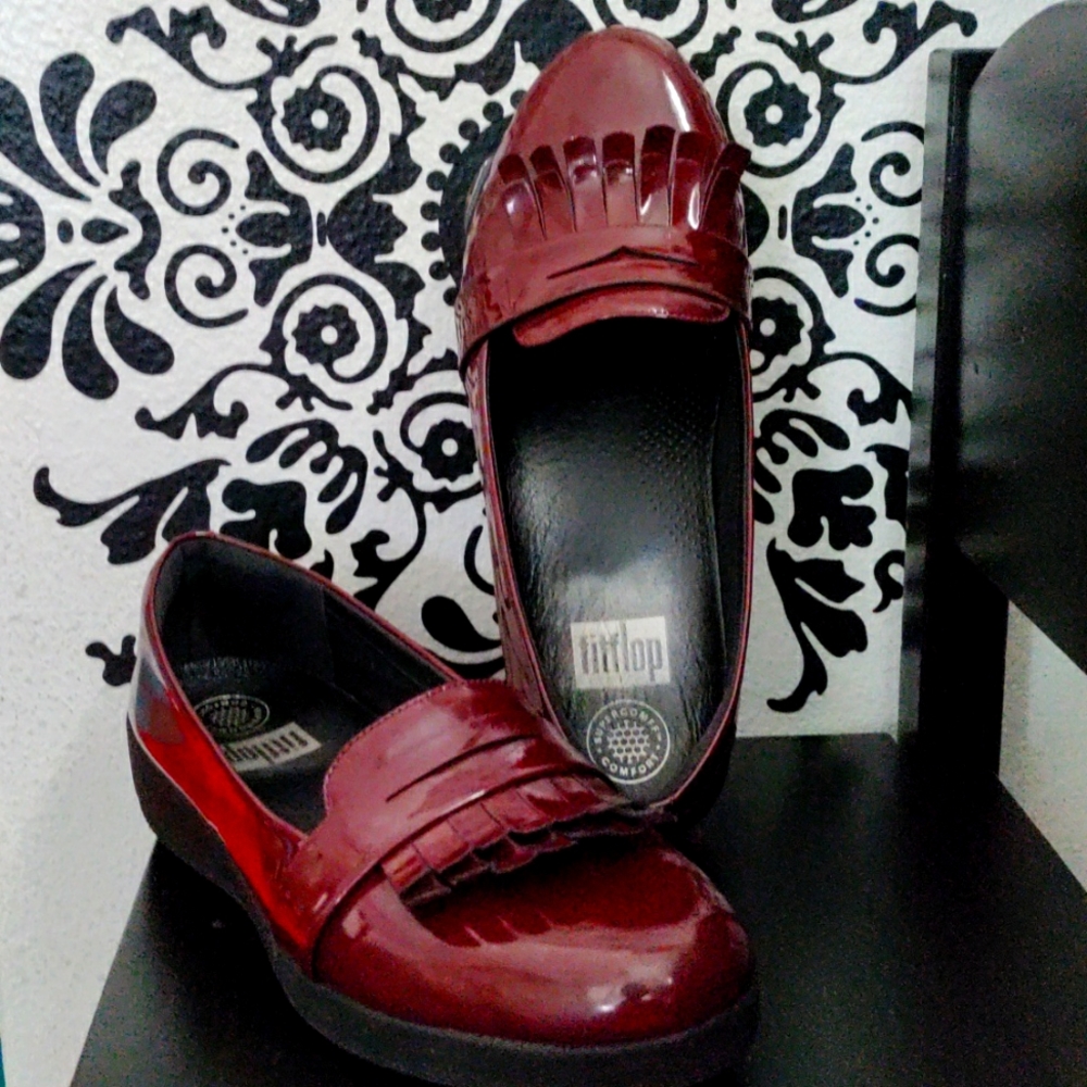 FitFlop SNEAKERLOAFER Fringey Patent Loafers Size 9